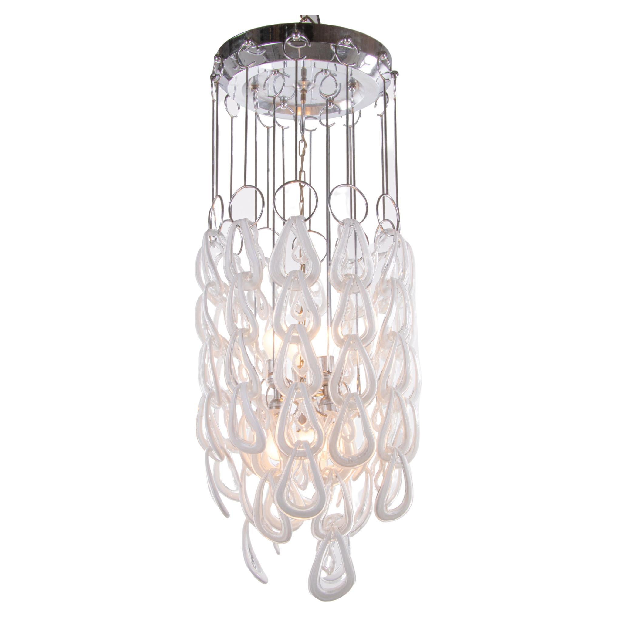 Cascading 44" Giogali Flush Mount Chandelier by Angelo Mangiarotti, Vistosi 1960 For Sale