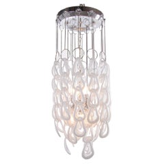 Cascading 44" Giogali Flush Mount Chandelier by Angelo Mangiarotti, Vistosi 1960