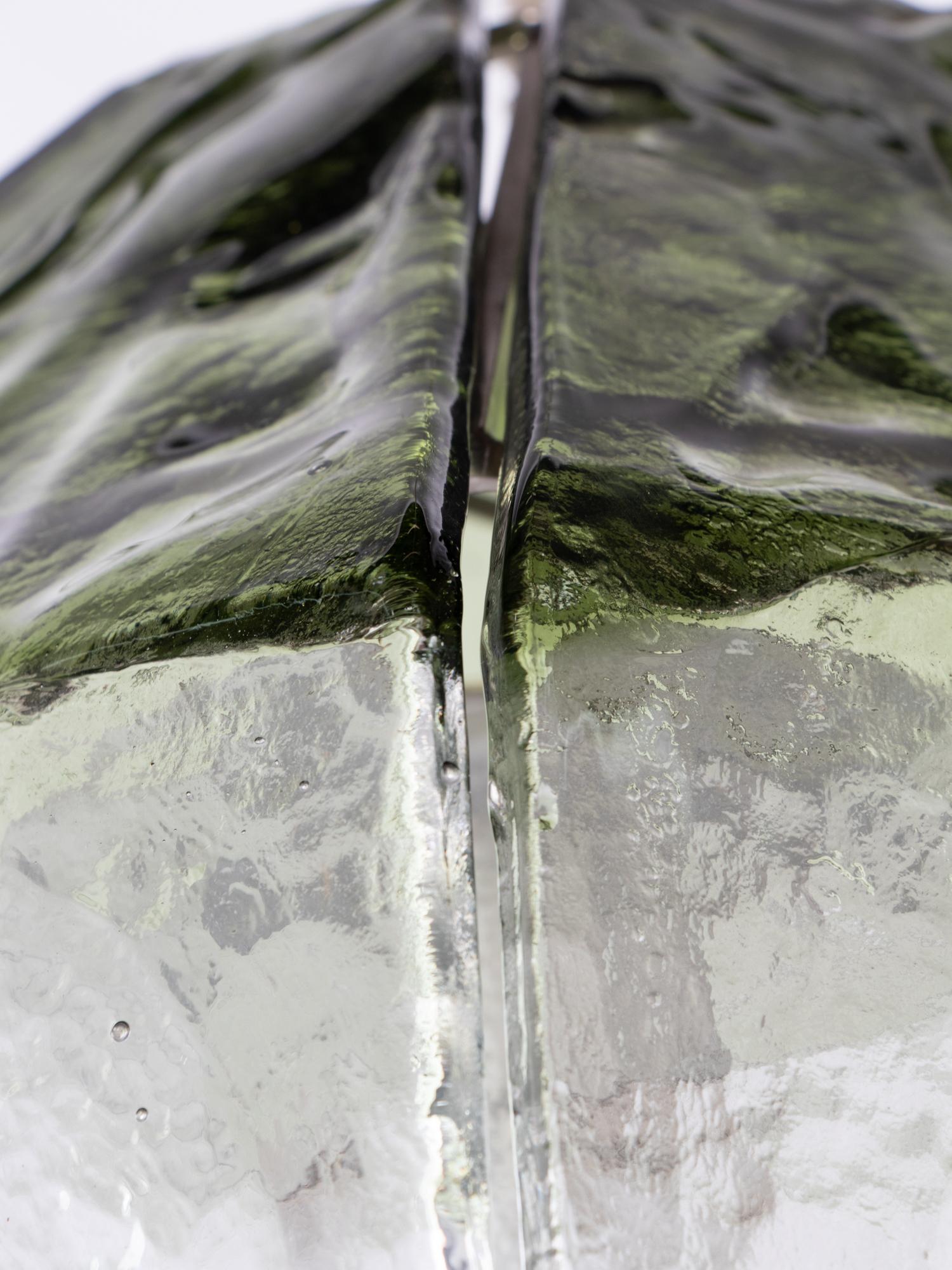 Mid-20th Century Mazzega Tulip Pendant Lamp Green & Clear Murano Glass by Carlo Nason Italy 1960s For Sale