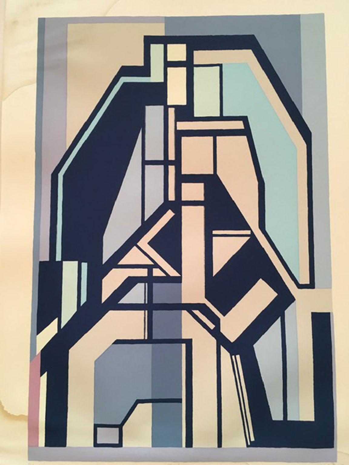 1960 Italia Mediados de siglo Mario Radice Impresión abstracta sobre papel en venta 3