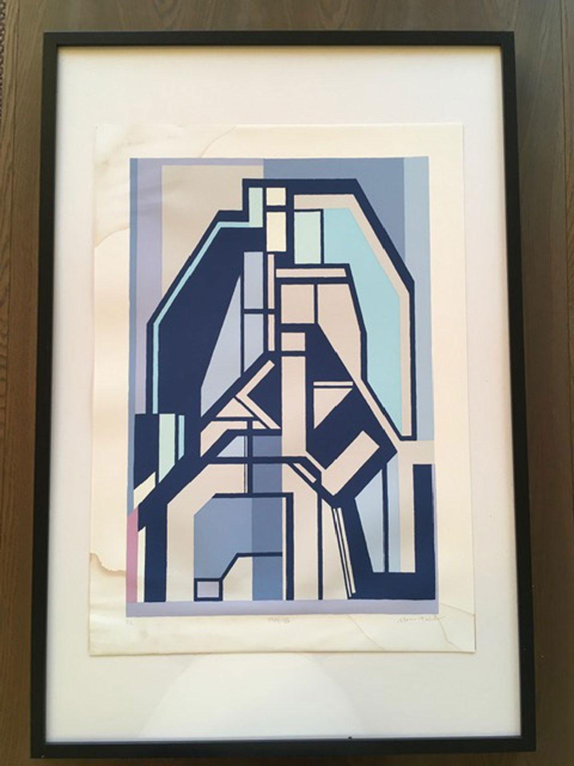 1960 Italia Mediados de siglo Mario Radice Impresión abstracta sobre papel en venta 6