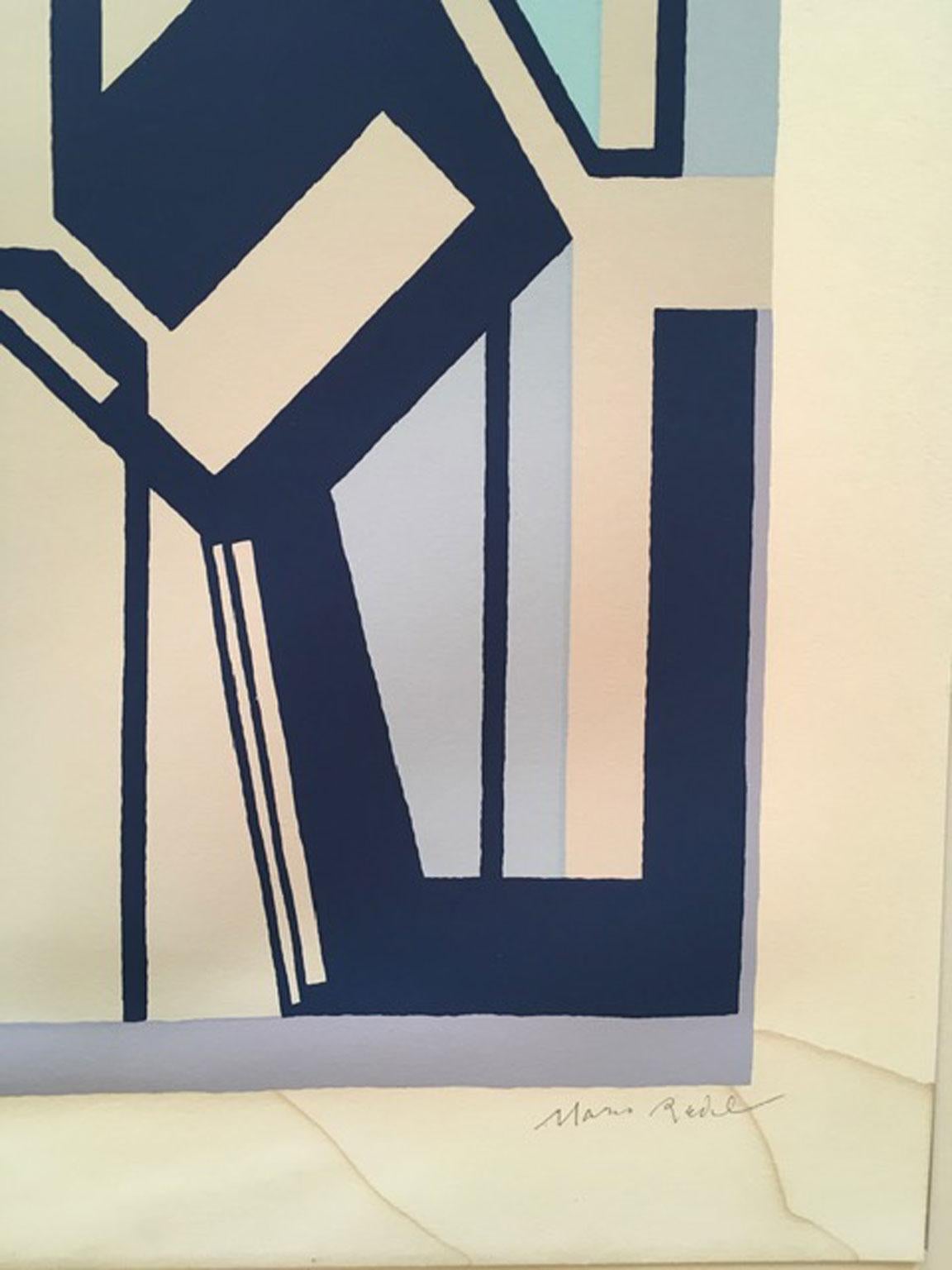 Mid-Century Modern 1960 Italy Mid-Century Mario Radice Abstract Print on Paper For Sale