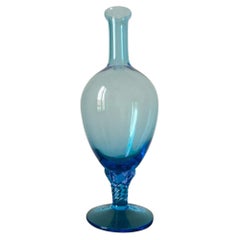 1960 Italy Post-Modern Murano Turquoise Blown Glass Bottle