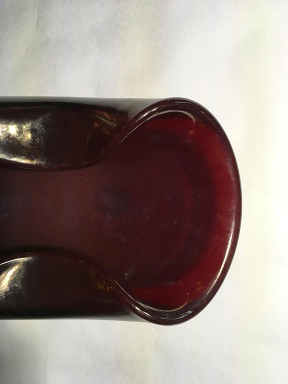Italien 1960 Mid-Century Modern Rubin Farbe geblasen Paste Glas Schüssel im Angebot 5
