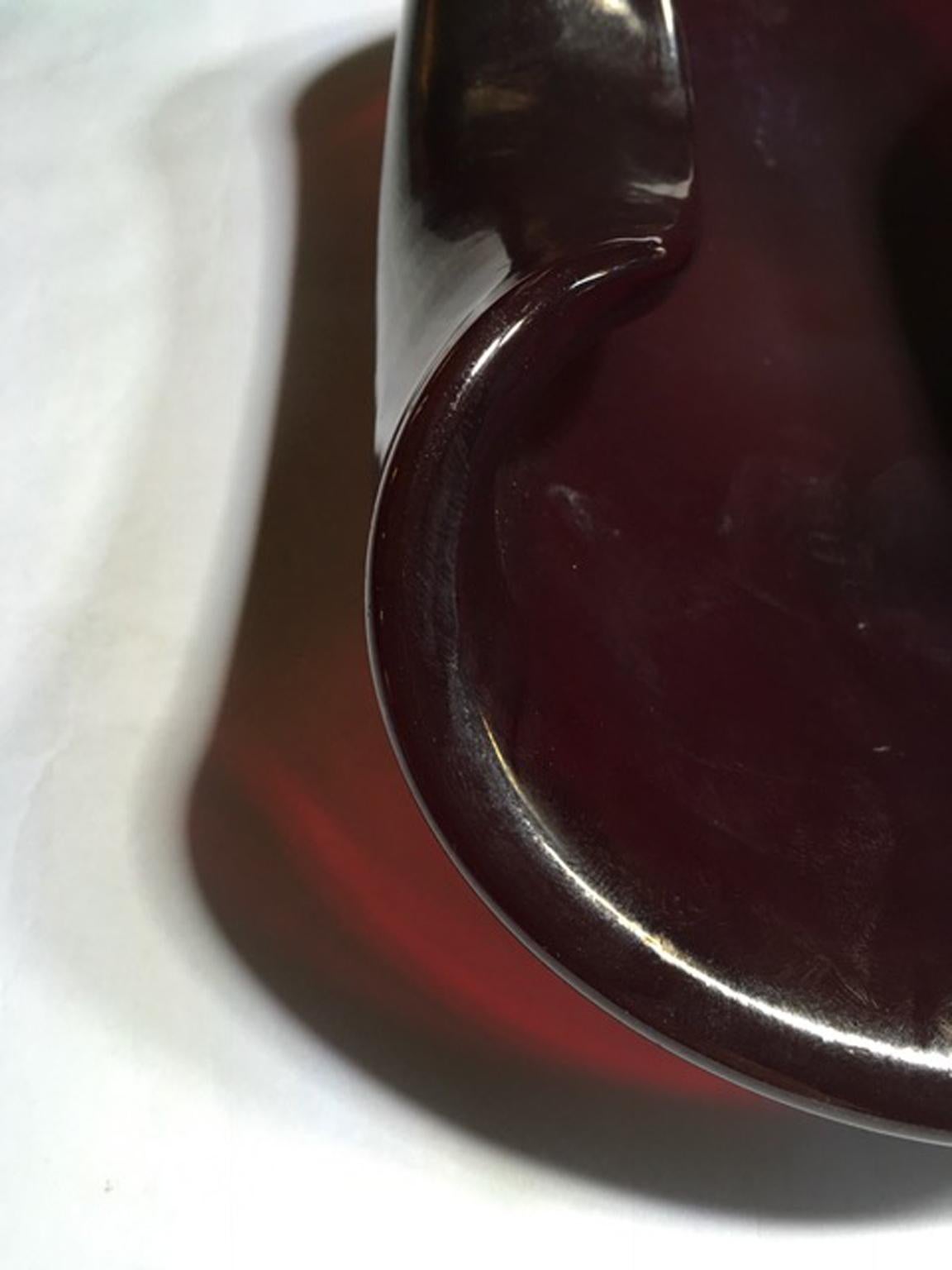Italien 1960 Mid-Century Modern Rubin Farbe geblasen Paste Glas Schüssel im Angebot 6