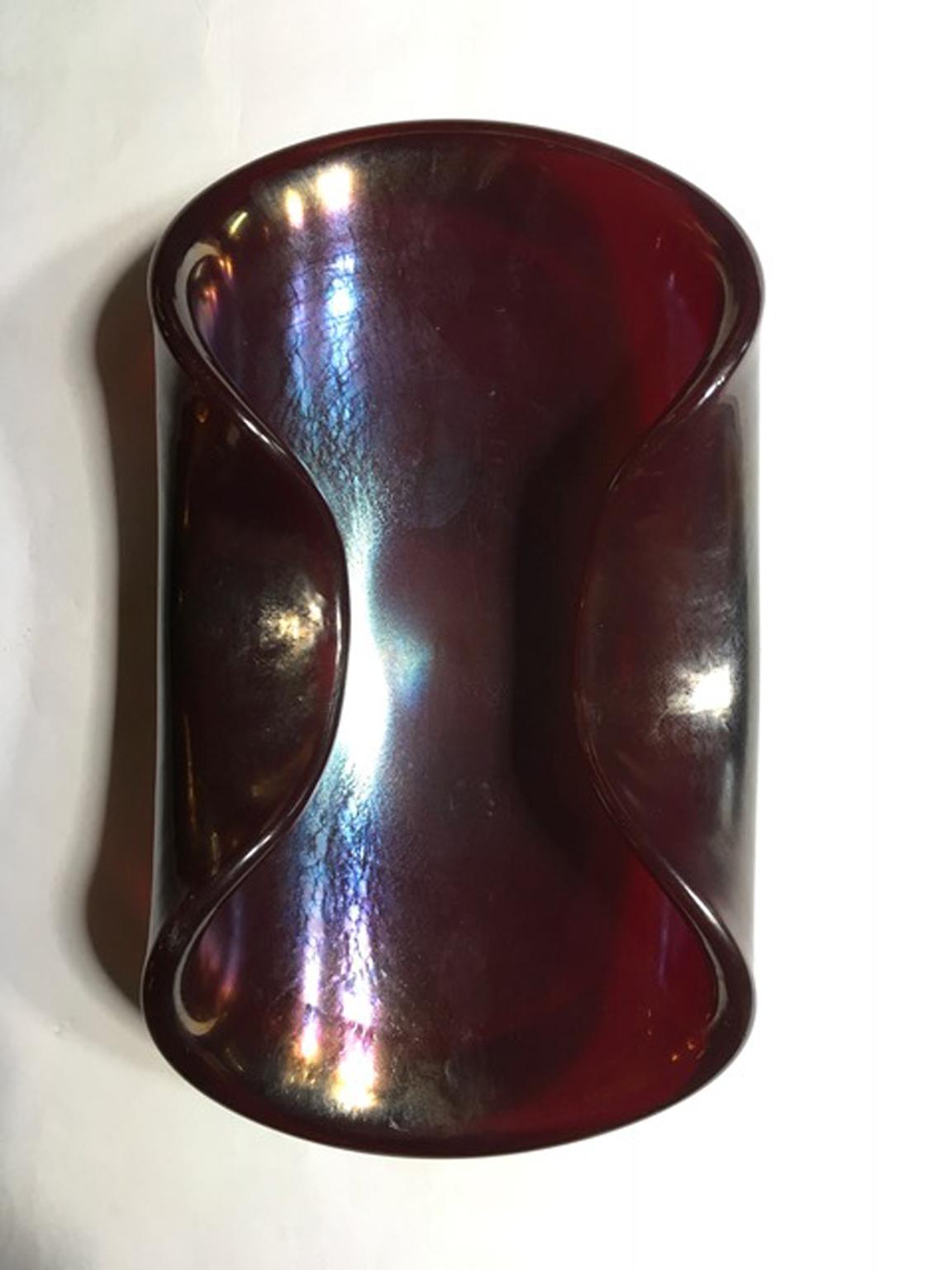 Blown Glass Italy 1960 Mid-Century Modern Rubin Color Blown Paste Glass Bowl For Sale