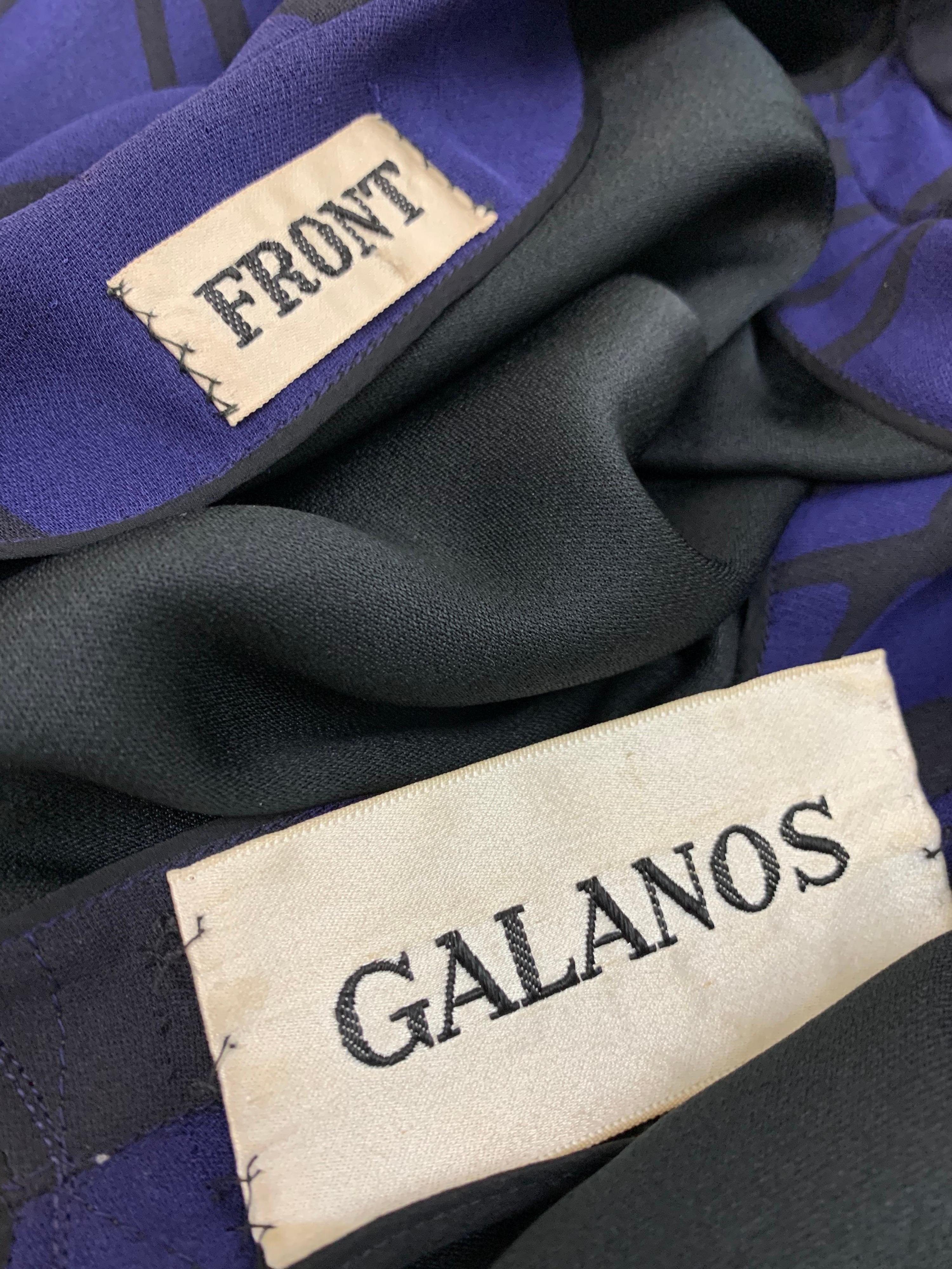 1960 James Galanos Silk Crepe Cobalt & Black Bold Print Side Slit Tunic Dress 9