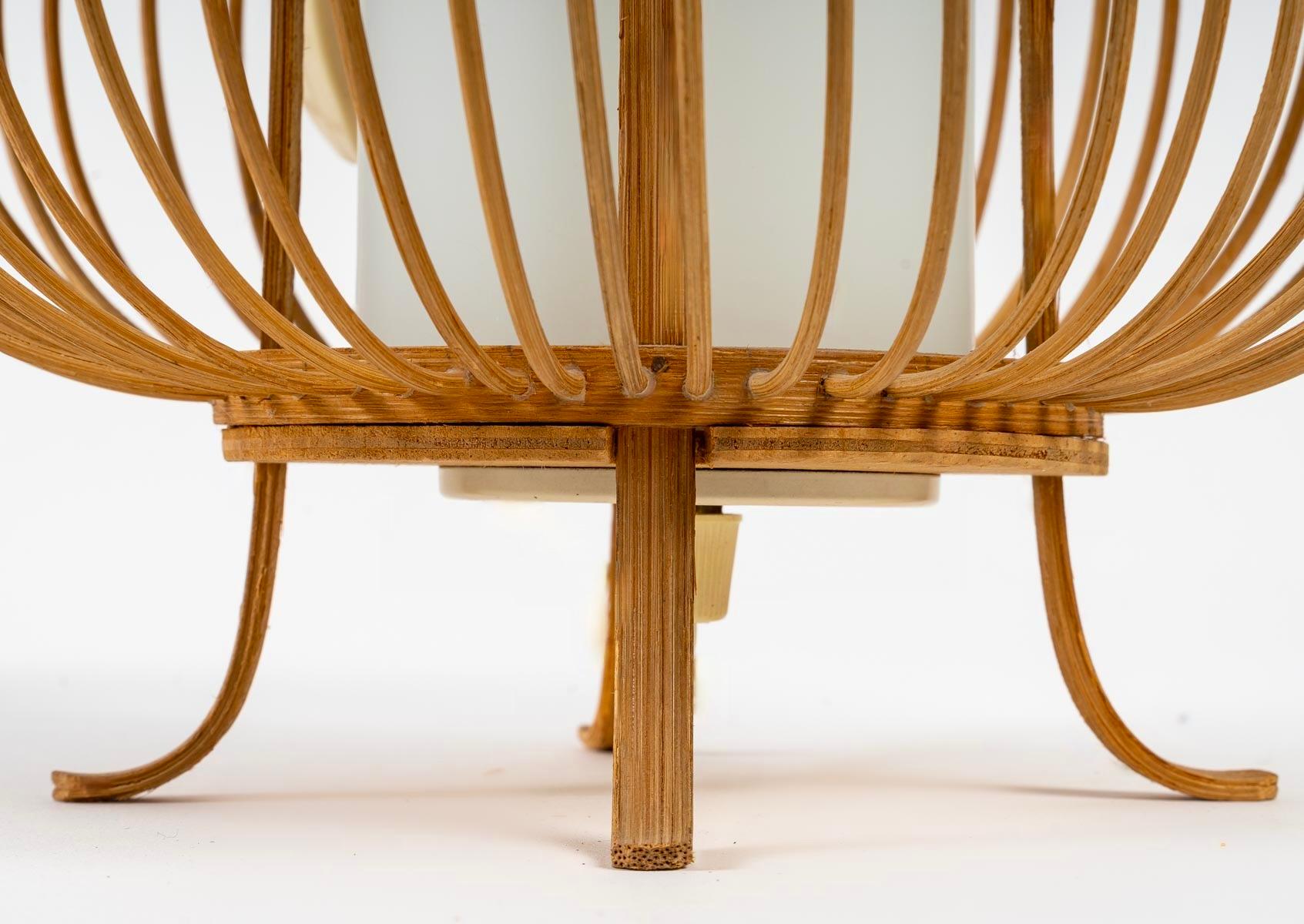 Milieu du XXe siècle Lampe de table en bambou japonaise de 1960 en vente