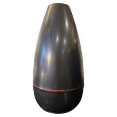 Vintage 1960 Japanese Black Metal Vase, Pyramid-Shaped