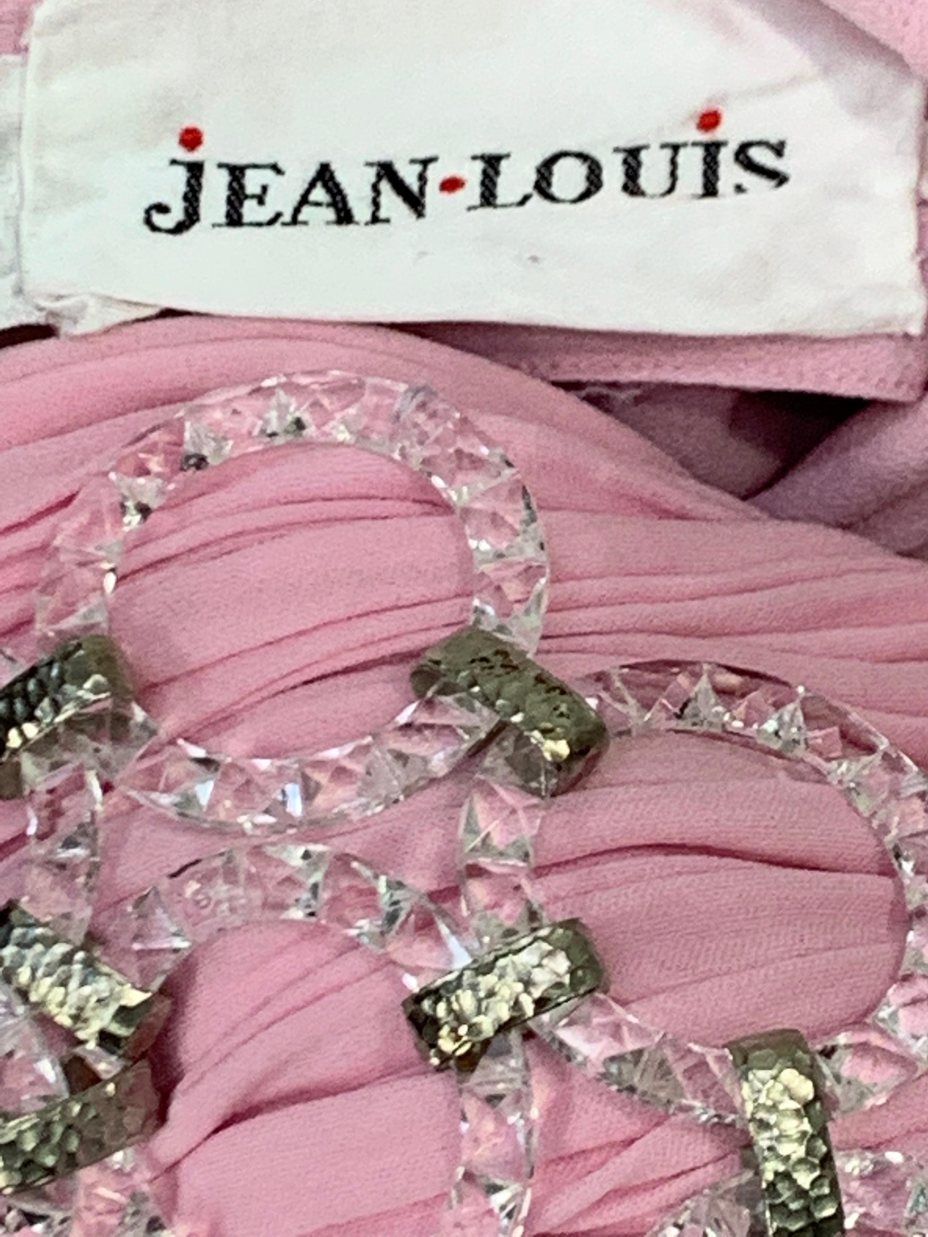 1960 Jean-Louis Peony Pink Silk Sleeveless Goddess Gown w/ Lucite Mesh Waist 13