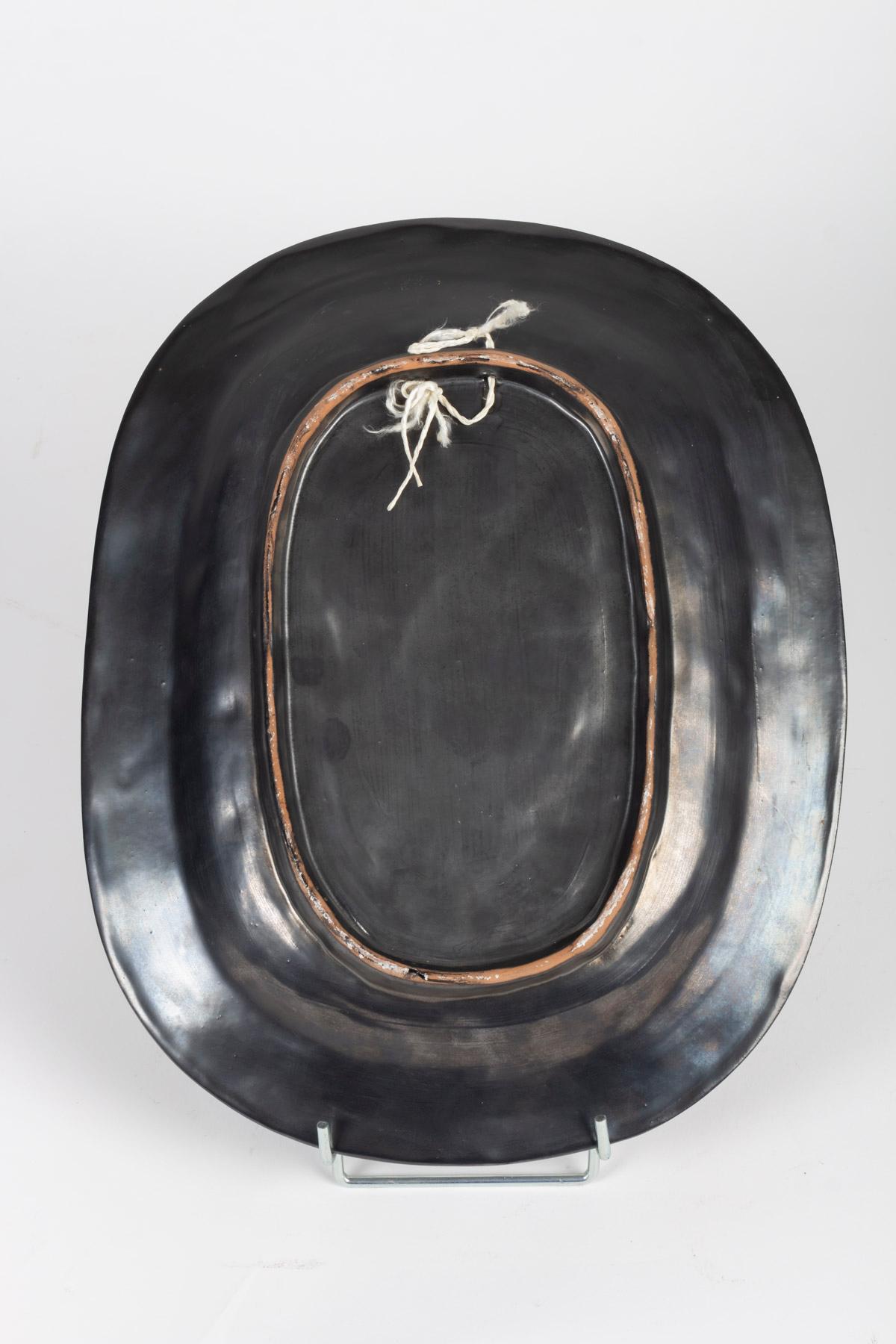 Mid-20th Century 1960 Jean Marais Black Enameled Ceramic Dish