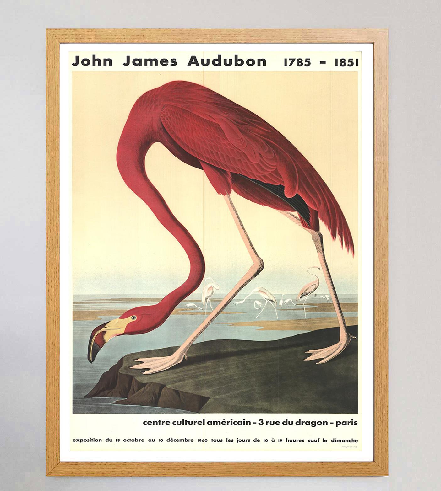 1960 John James Audubon - Flamenco americano Póster original de época Francés en venta