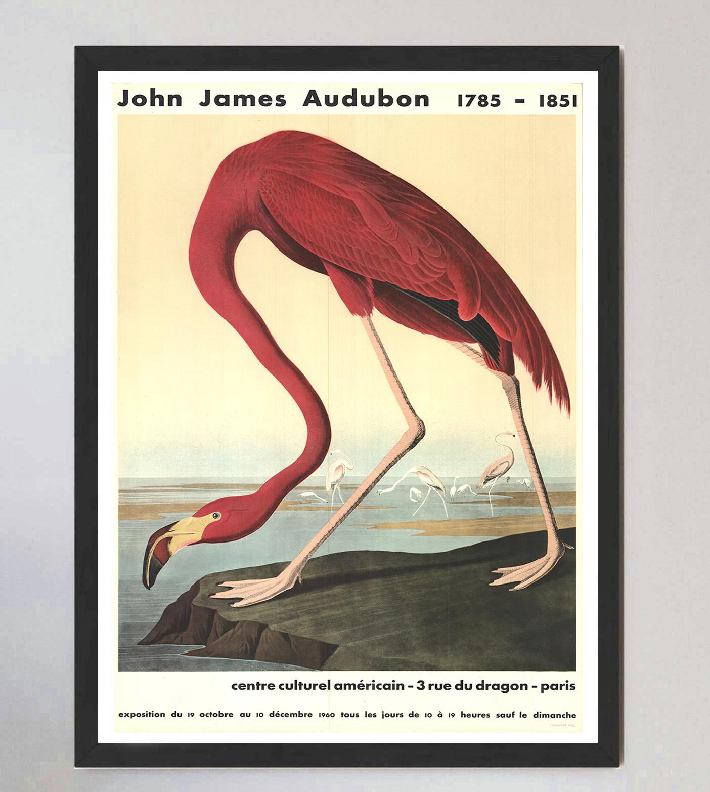 1960 John James Audubon - Flamenco americano Póster original de época mediados del siglo XX en venta