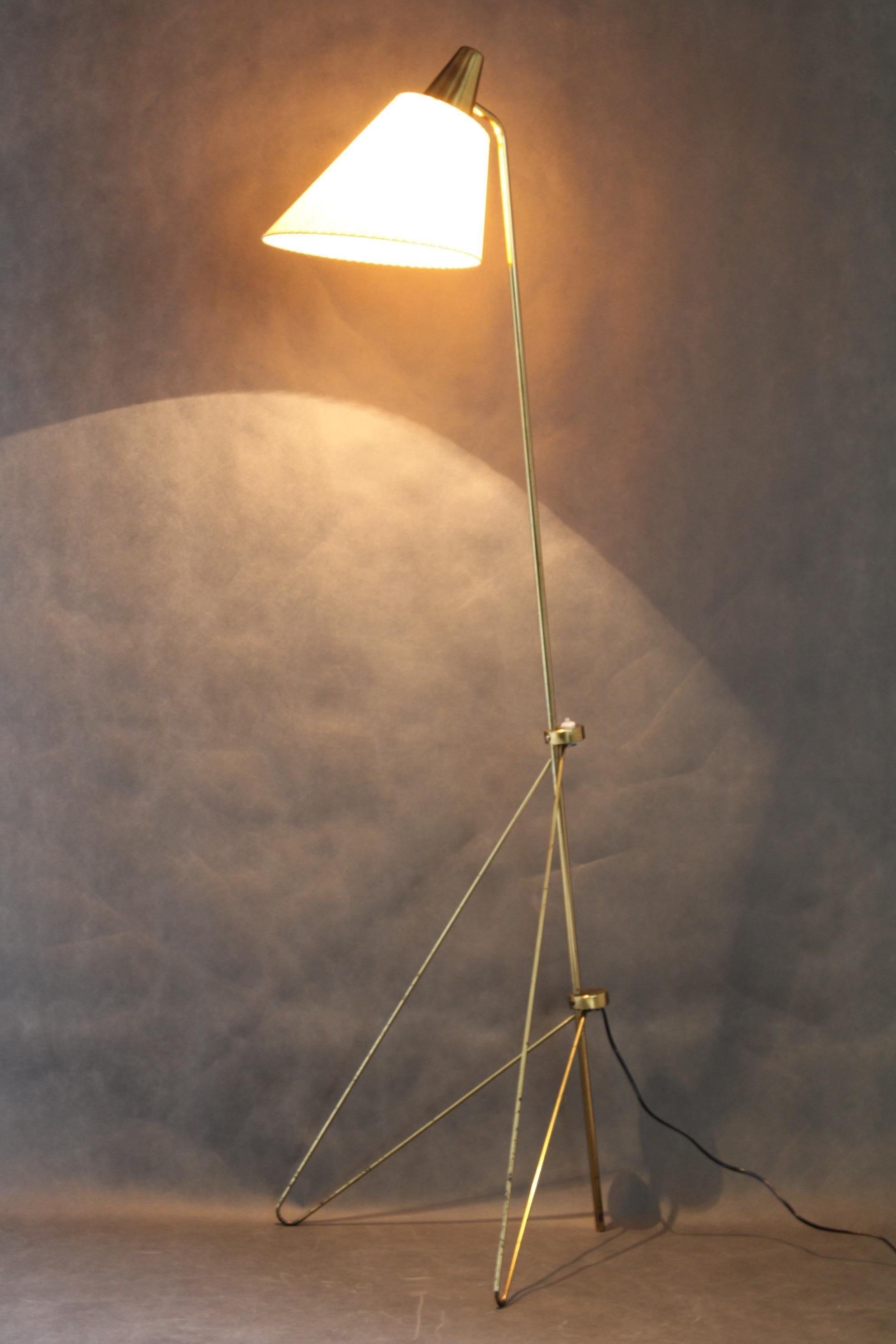 1960 Josef Hůrka Brass Floor Lamp 