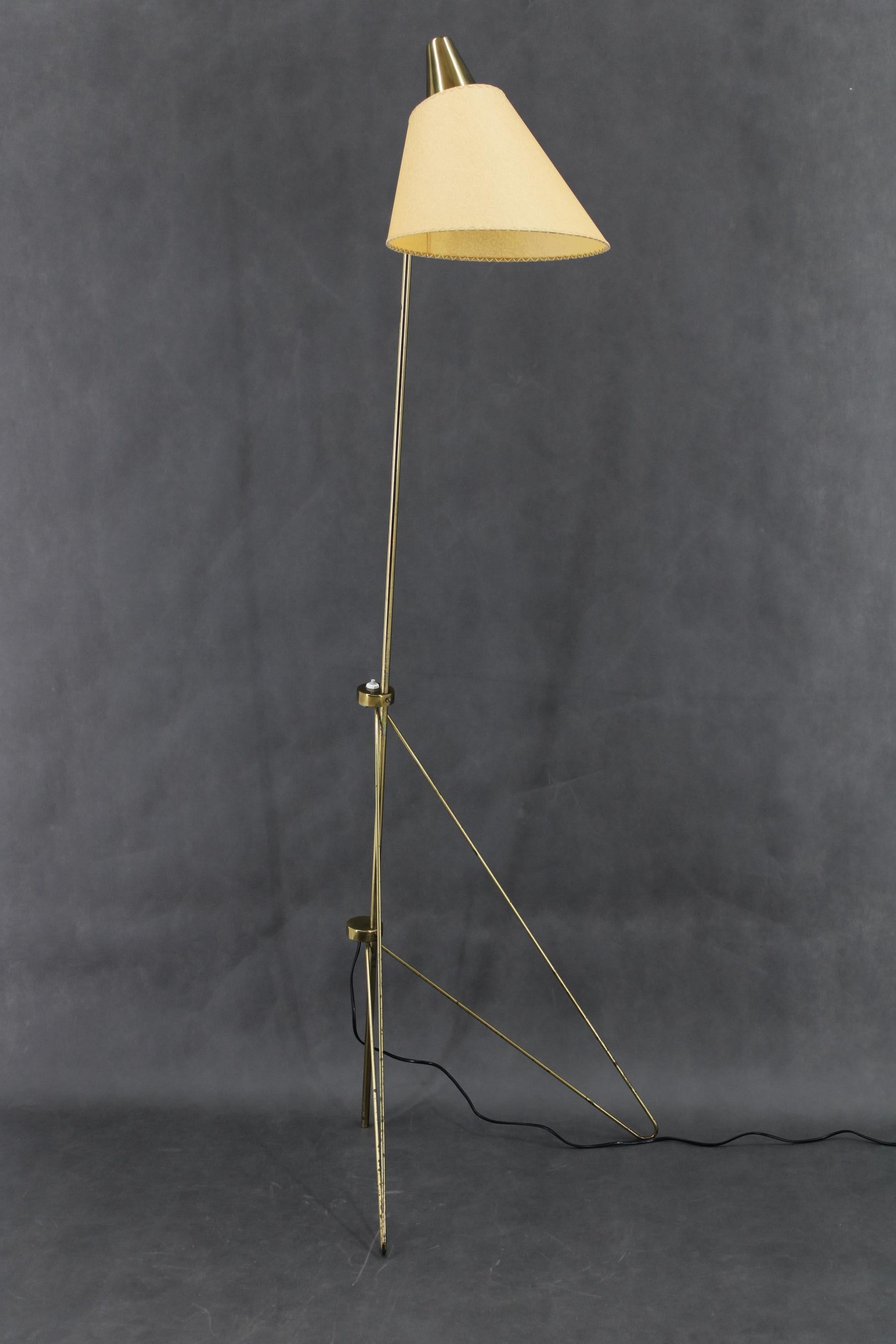 Mid-Century Modern 1960 Josef Hůrka Brass Floor Lamp 