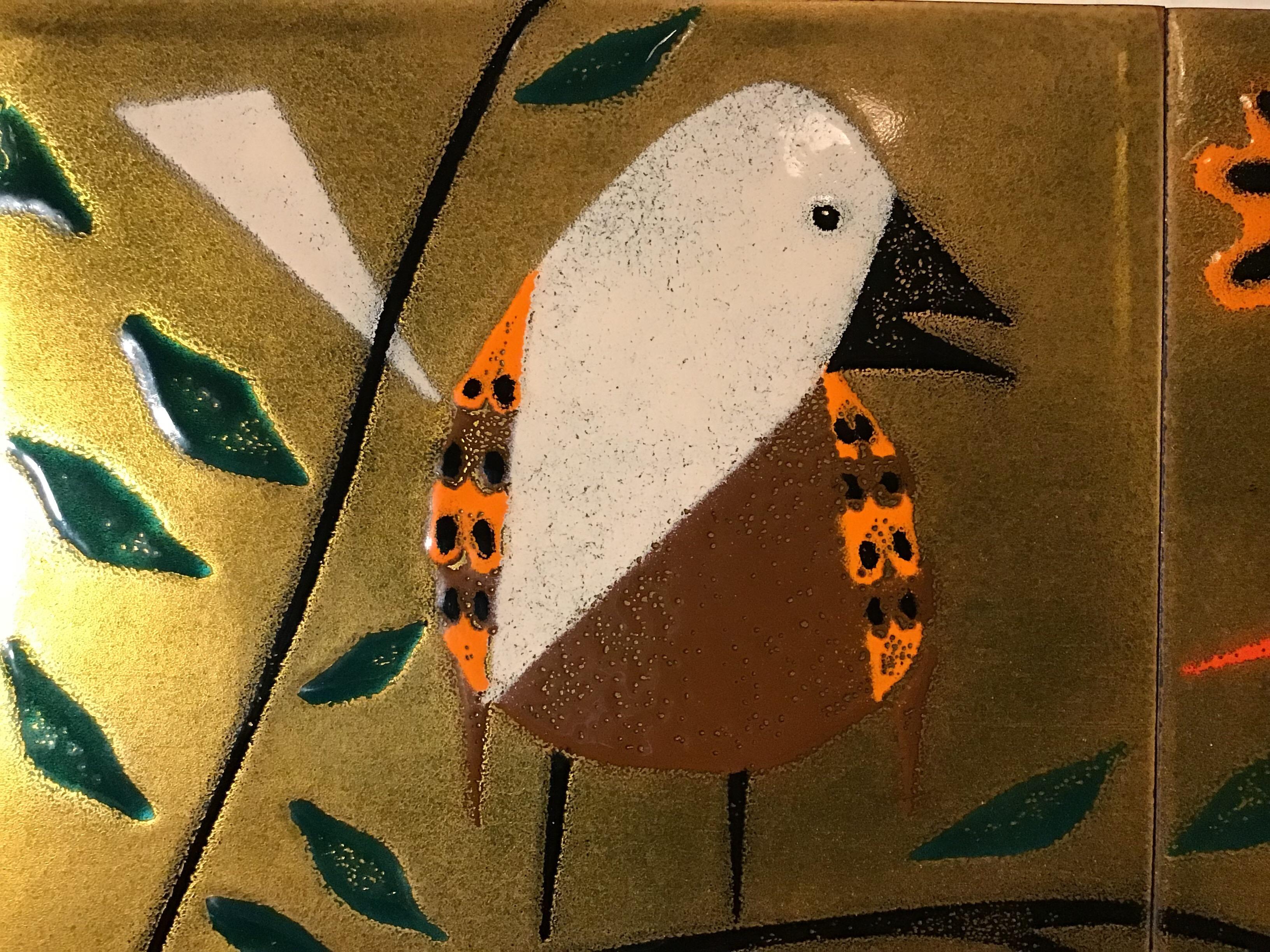 1960 Judith Daner Enamel on Copper Modernist Birds Wall Hanging 4