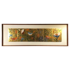 1960 Judith Daner Enamel on Copper Modernist Birds Wall Hanging