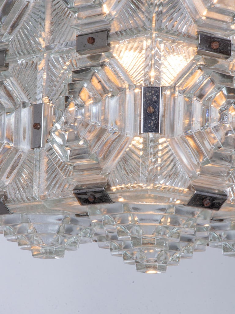 1960 Kamenicky Senov Bohemian Ceiling Light Glass Cube Chandelier For ...