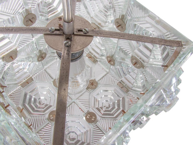 1960 Kamenicky Senov Bohemian Ceiling Light Glass Cube Chandelier For ...