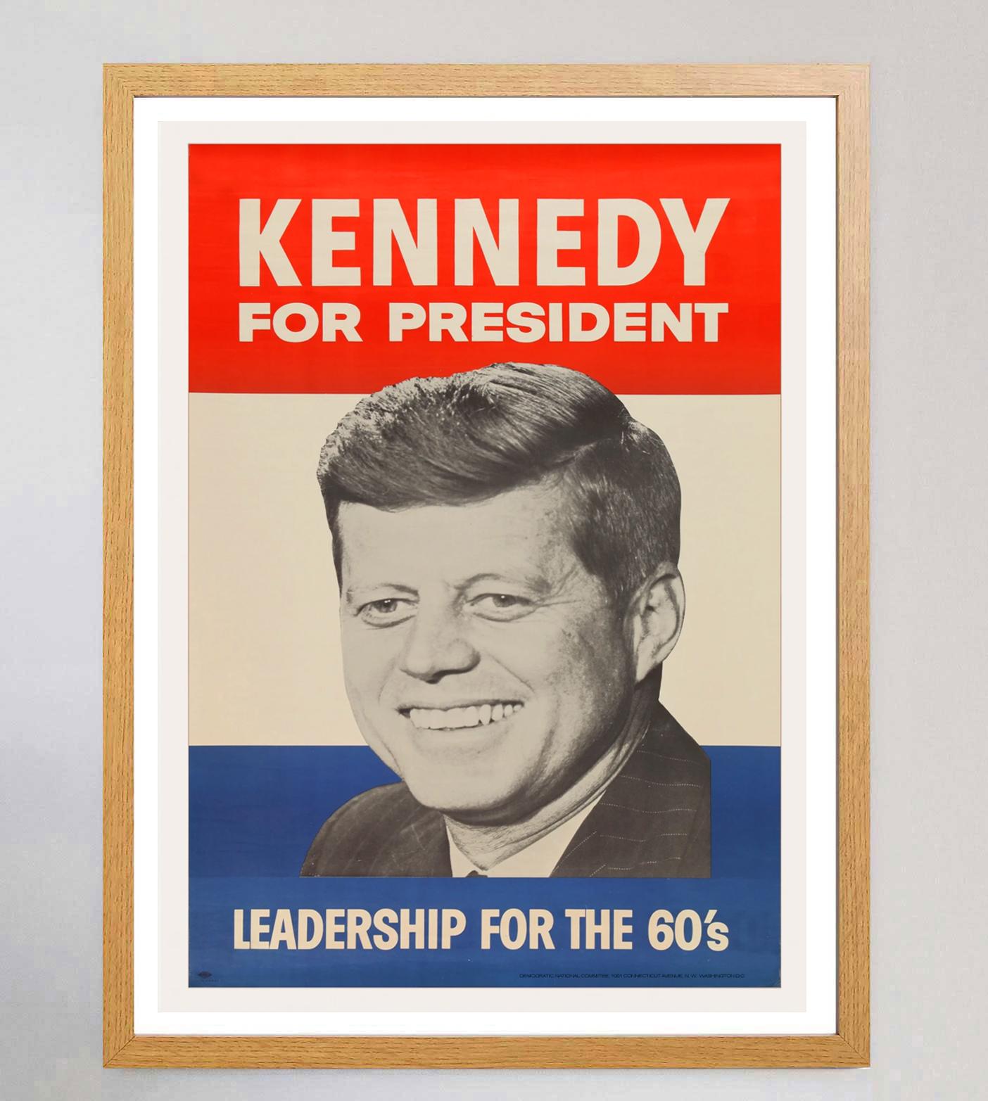 1960 Kennedy for President - Leadership for the 60's Original Vintage Poster (amerikanisch) im Angebot