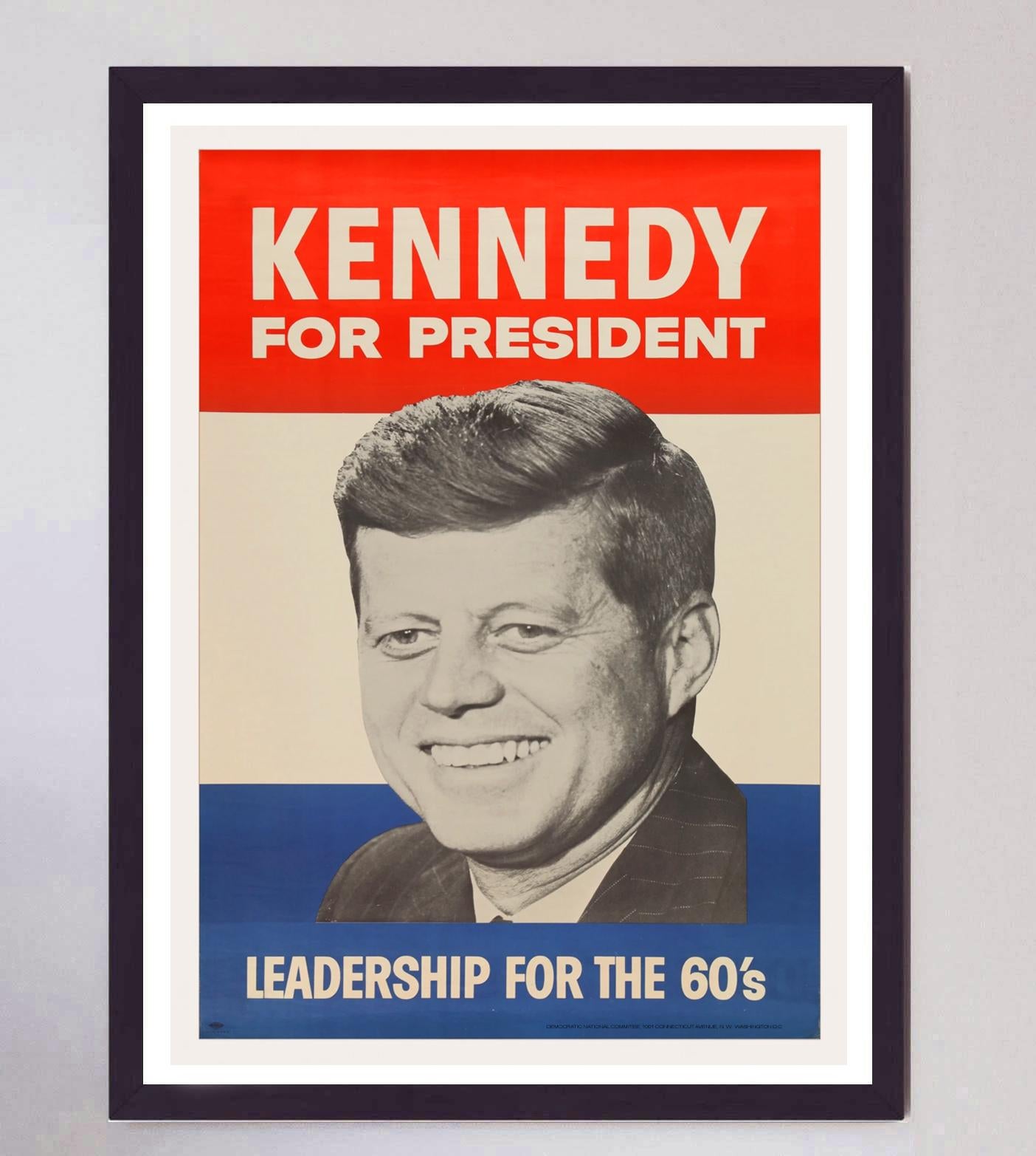 1960 Kennedy for President - Leadership for the 60's Original Vintage Poster (Mitte des 20. Jahrhunderts) im Angebot