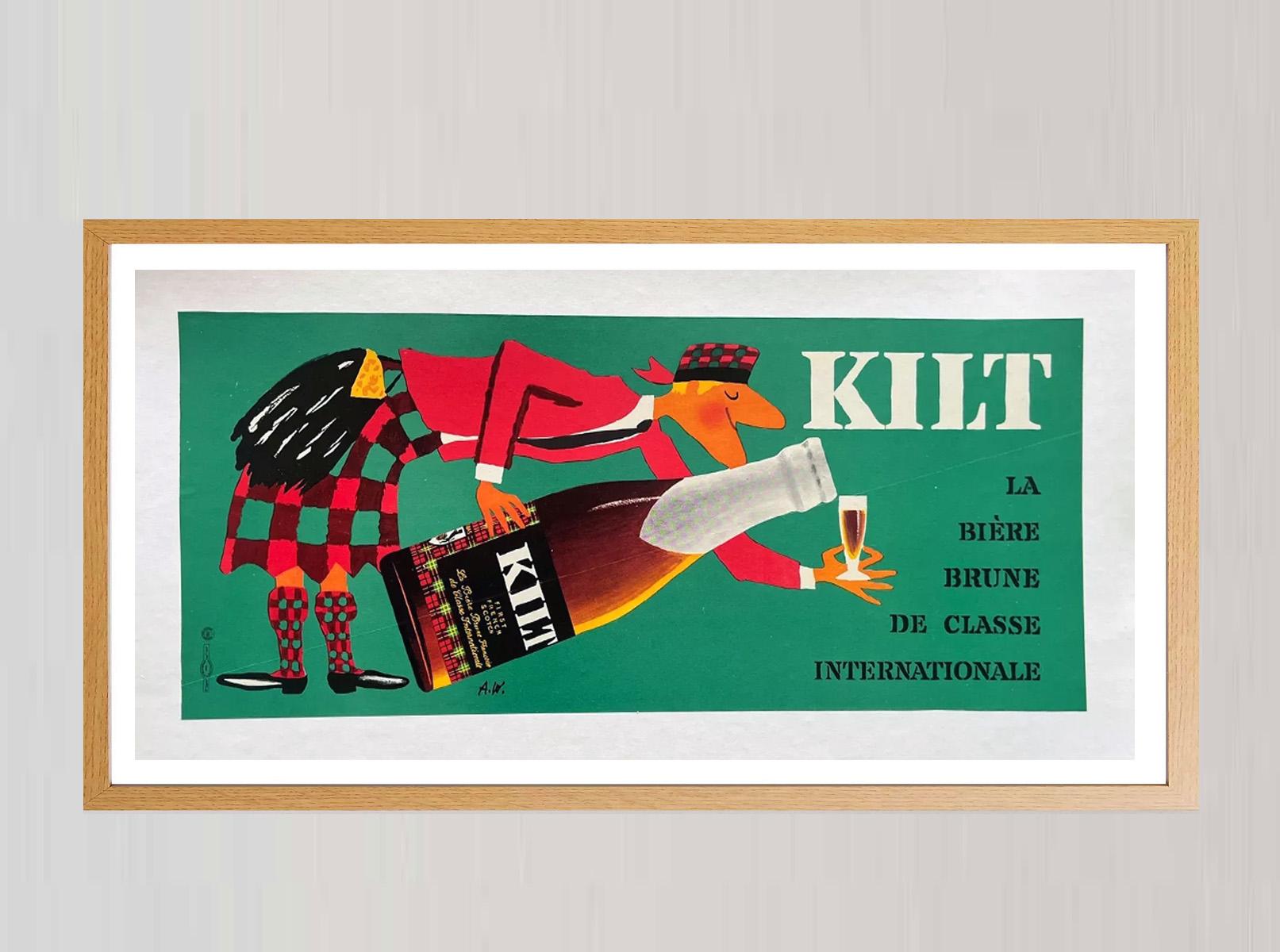 Français 1960 Kilt Beer Original Vintage Poster en vente