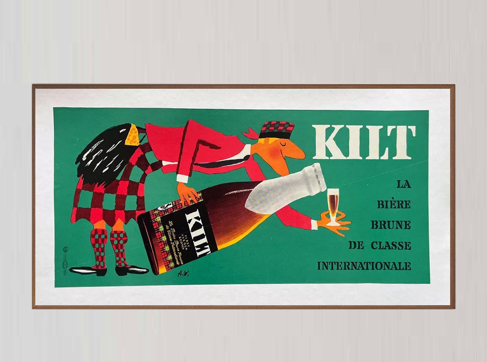 Milieu du XXe siècle 1960 Kilt Beer Original Vintage Poster en vente