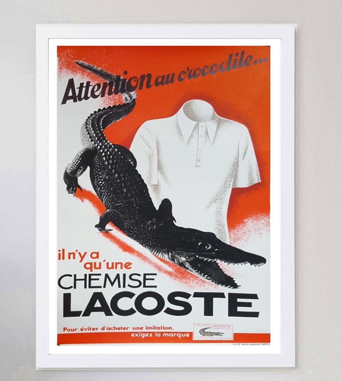 1960 Lacoste - Chemise Original Vintage Poster In Good Condition For Sale In Winchester, GB