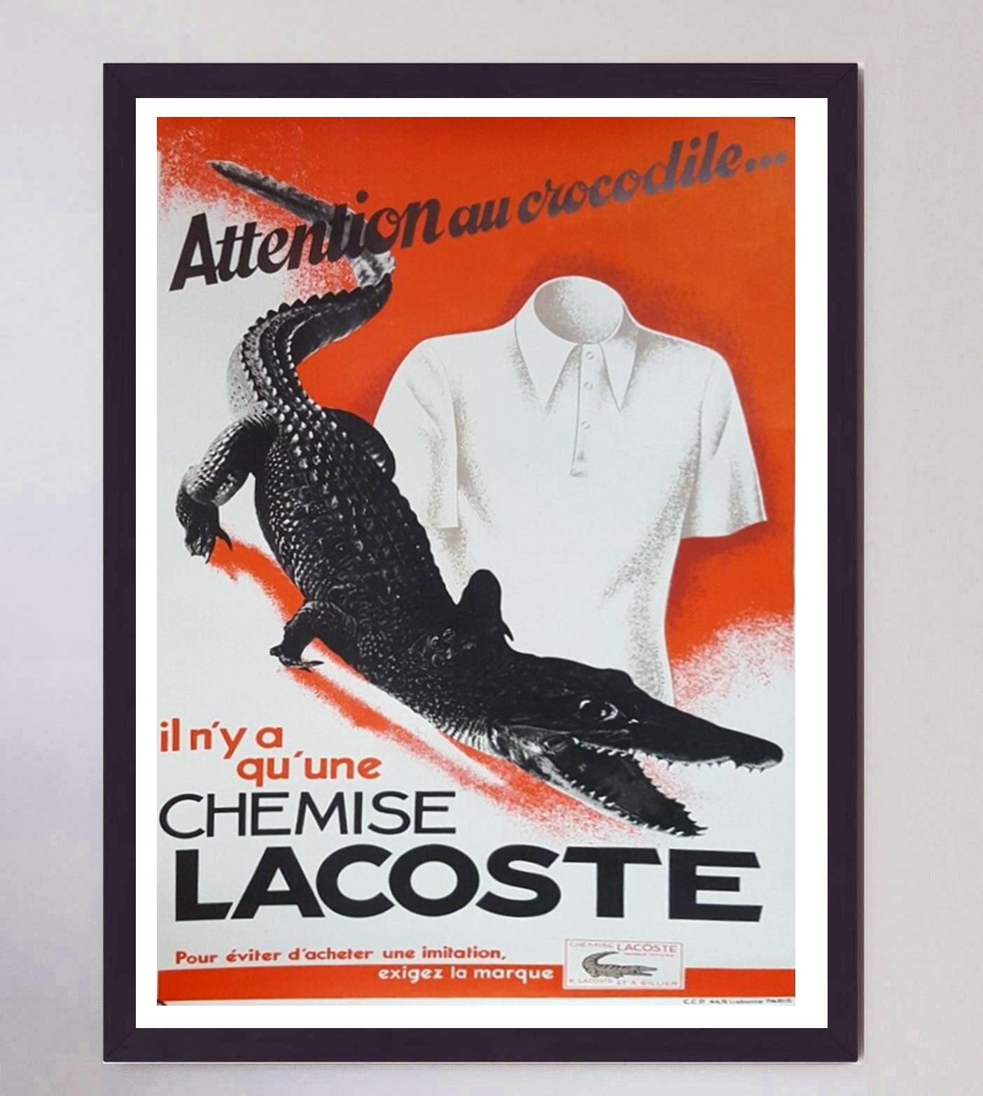 1960 Lacoste - Chemise Original Vintage Poster In Good Condition For Sale In Winchester, GB