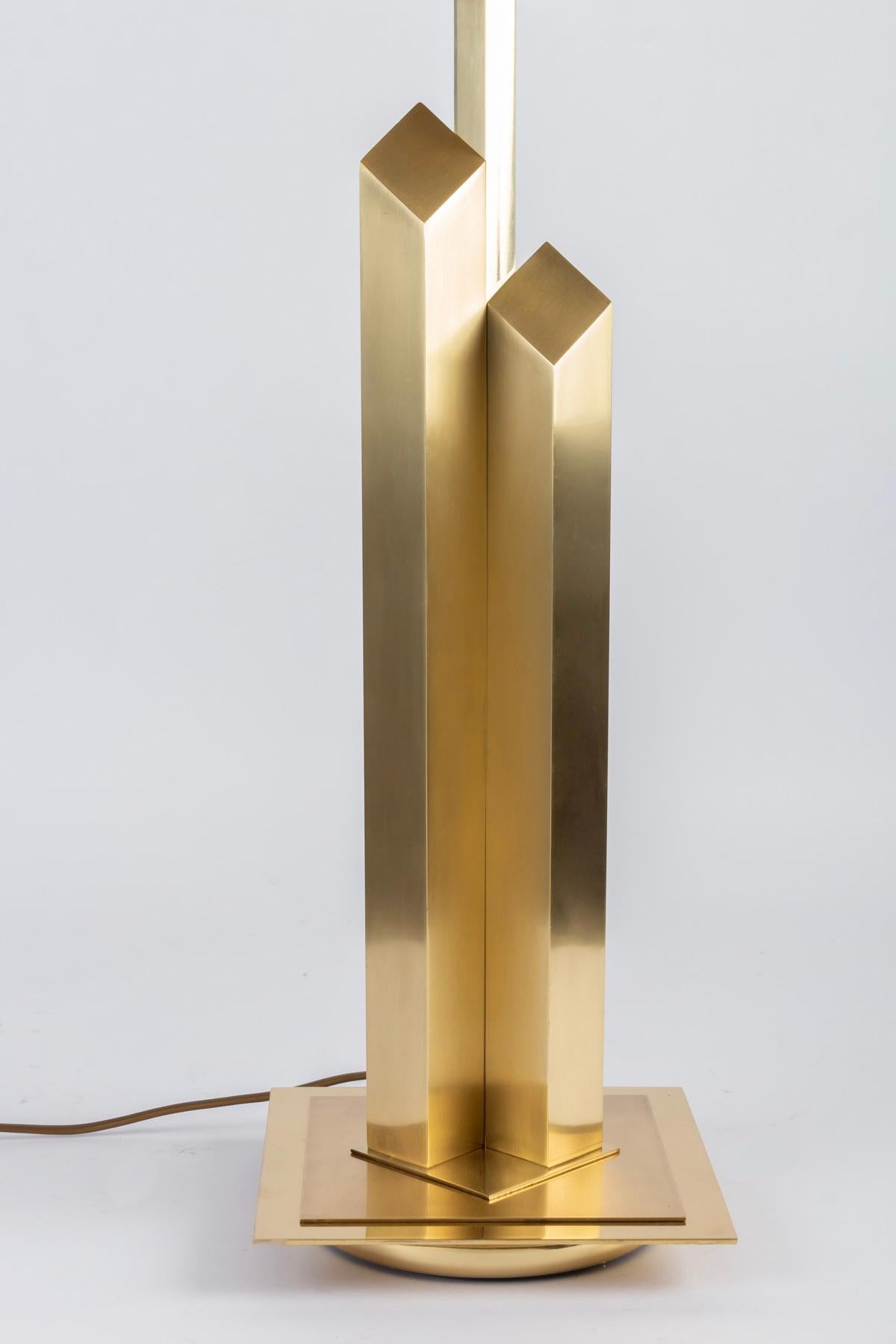1970 Large Lamp in Gilded and Satin Brass, Maison Honoré 1