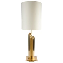 1960 Large Lamp in Gilded and Satin Brass, Maison Honoré