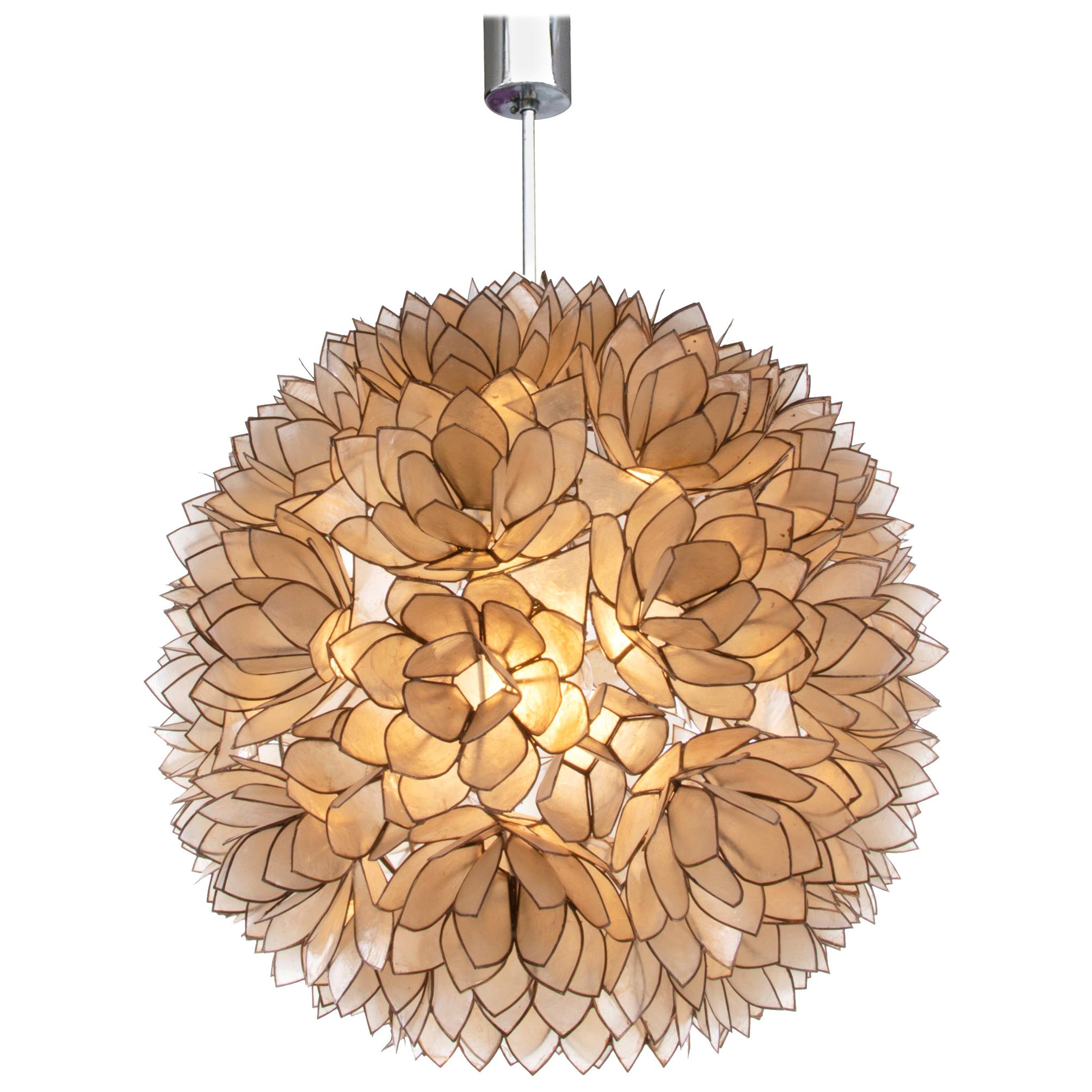 1960 Large Lotus Ball Chandelier Pendant Light