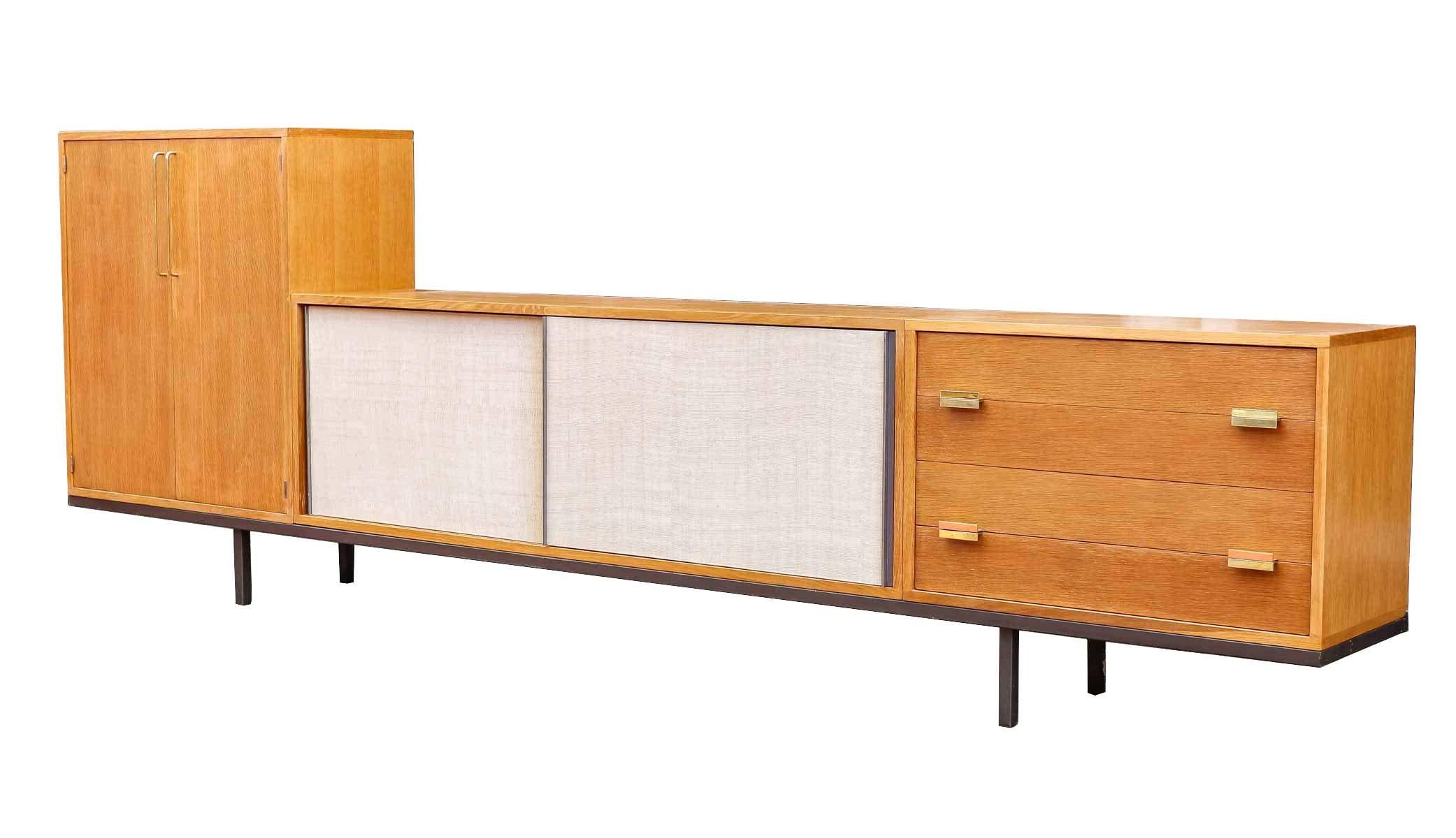 1960 Large oak sideboard with 3 elements by Georges Frydman 4