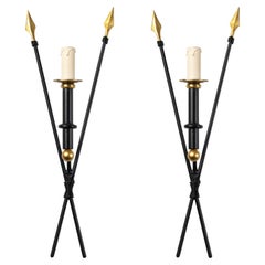 1970 Large Pair of Arrows Wall Lights Maison Honoré