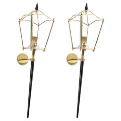 1960 Large pair of sconce-lanterns by Jacque Adnet