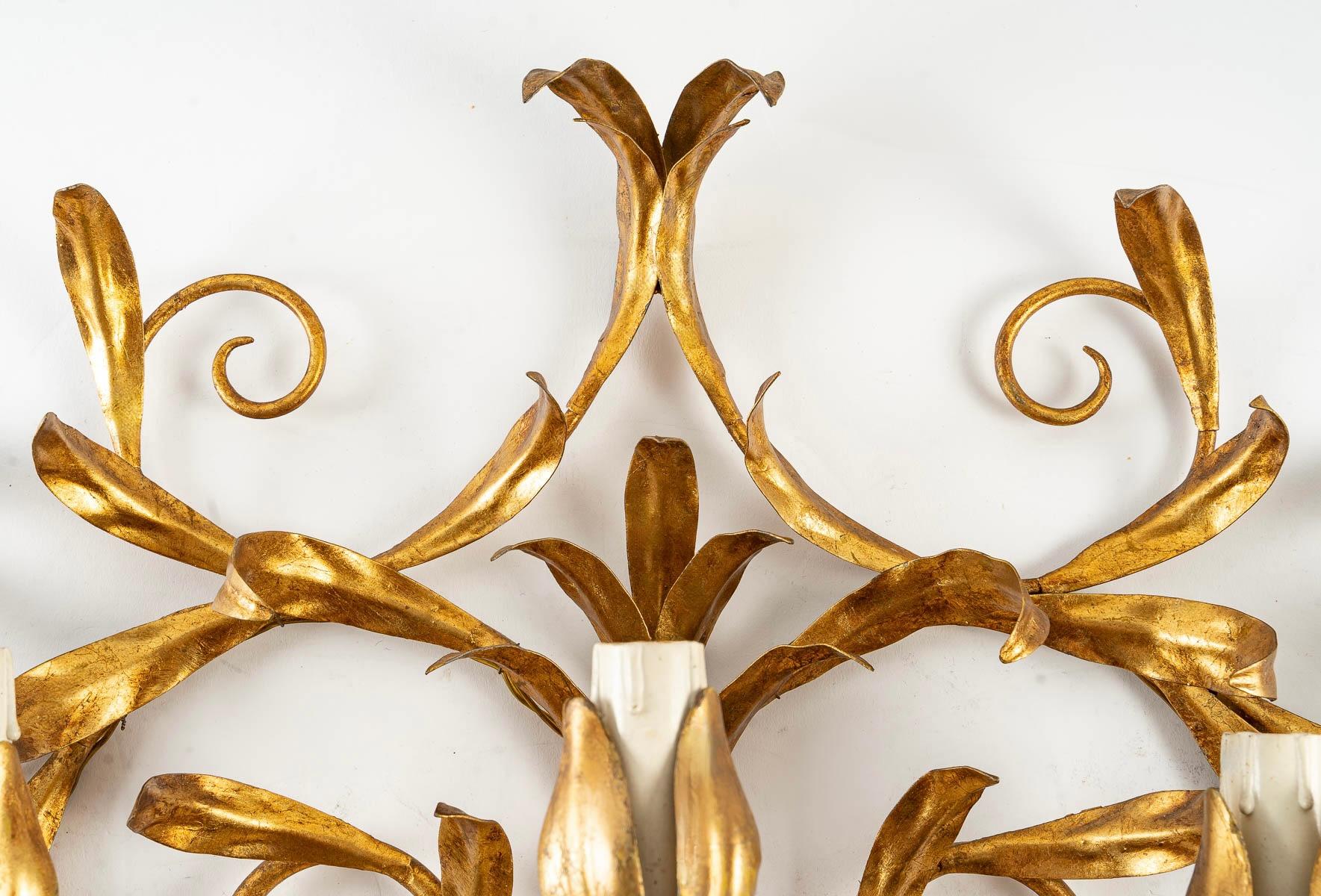 French 1960 Large Pair of Sconces Maison Floart For Sale
