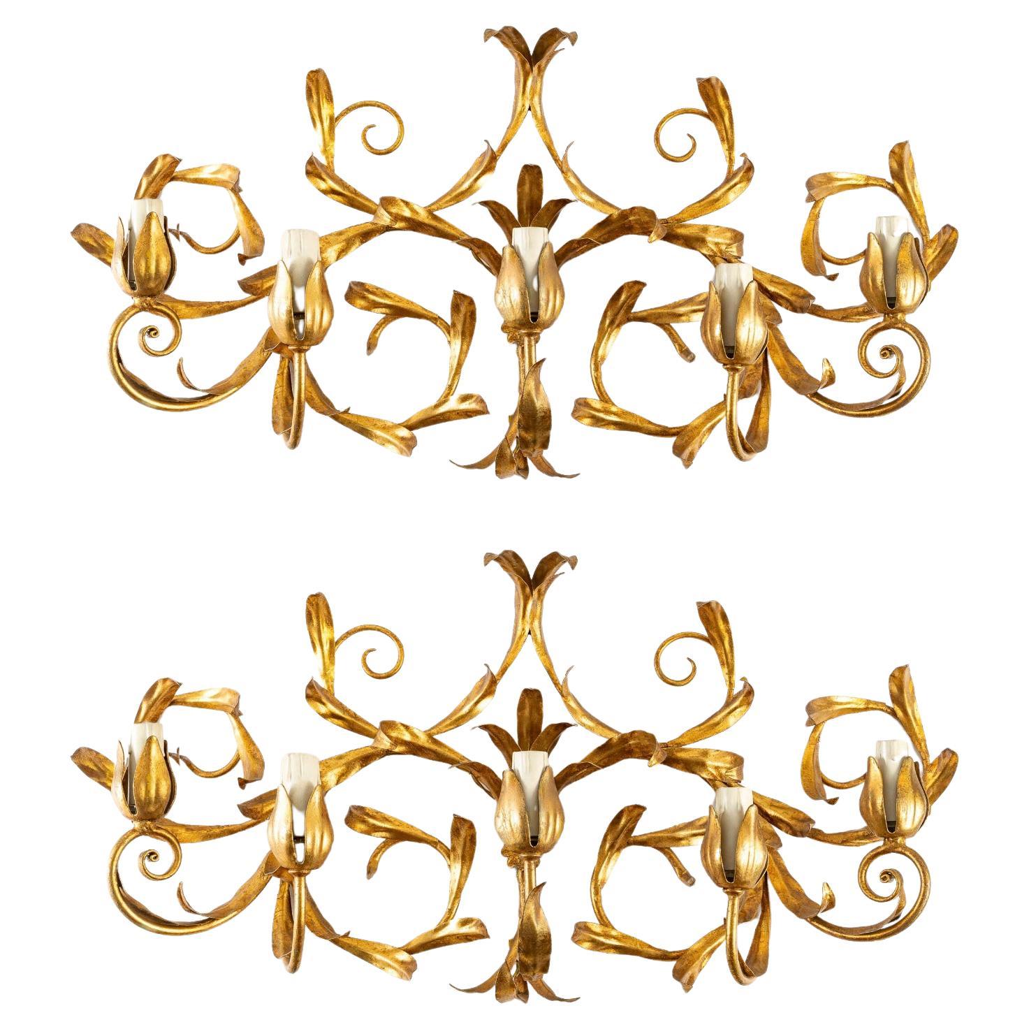 1960 Large Pair of Sconces Maison Floart For Sale