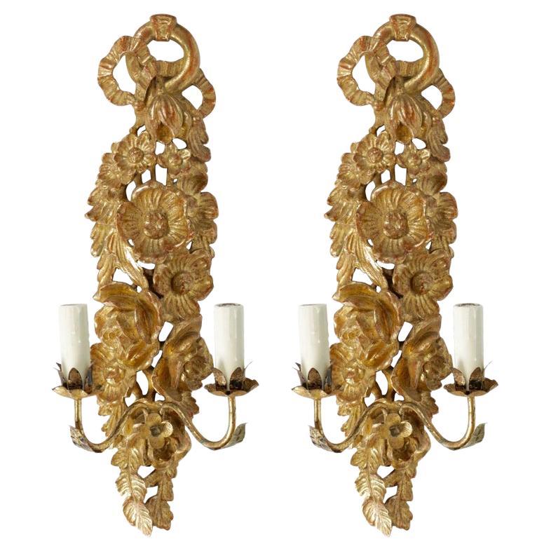 1960 Large Pair of Sconces Maison FlorArt