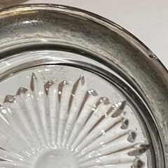 1960 Leonard Italy Sunburst Ashtray Coaster Catchall in Silver & Crystal Glass