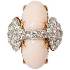 Vintage 1960 Light Coral Diamond Gold Ring