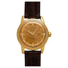 1960 Longines Conquest Deluxe Vintage Mens Full Size Watch - 18K Gold & Enamel