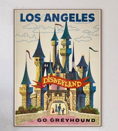 1960 Los Angeles - Disneyland - Go Greyhound Original Vintage Poster