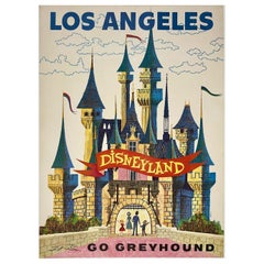 1960 Los Angeles - Disneyland - Go Greyhound Original Vintage Poster