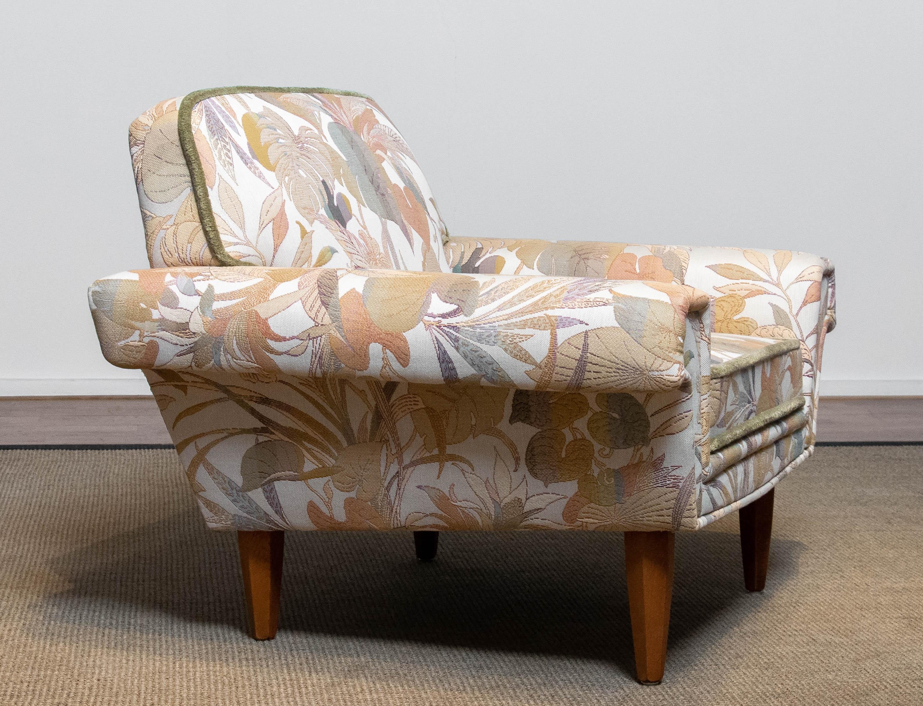 Danish 1960 Lounge Chair With Jacquard Fabric Attributed Johannes Andersen For Trensums For Sale