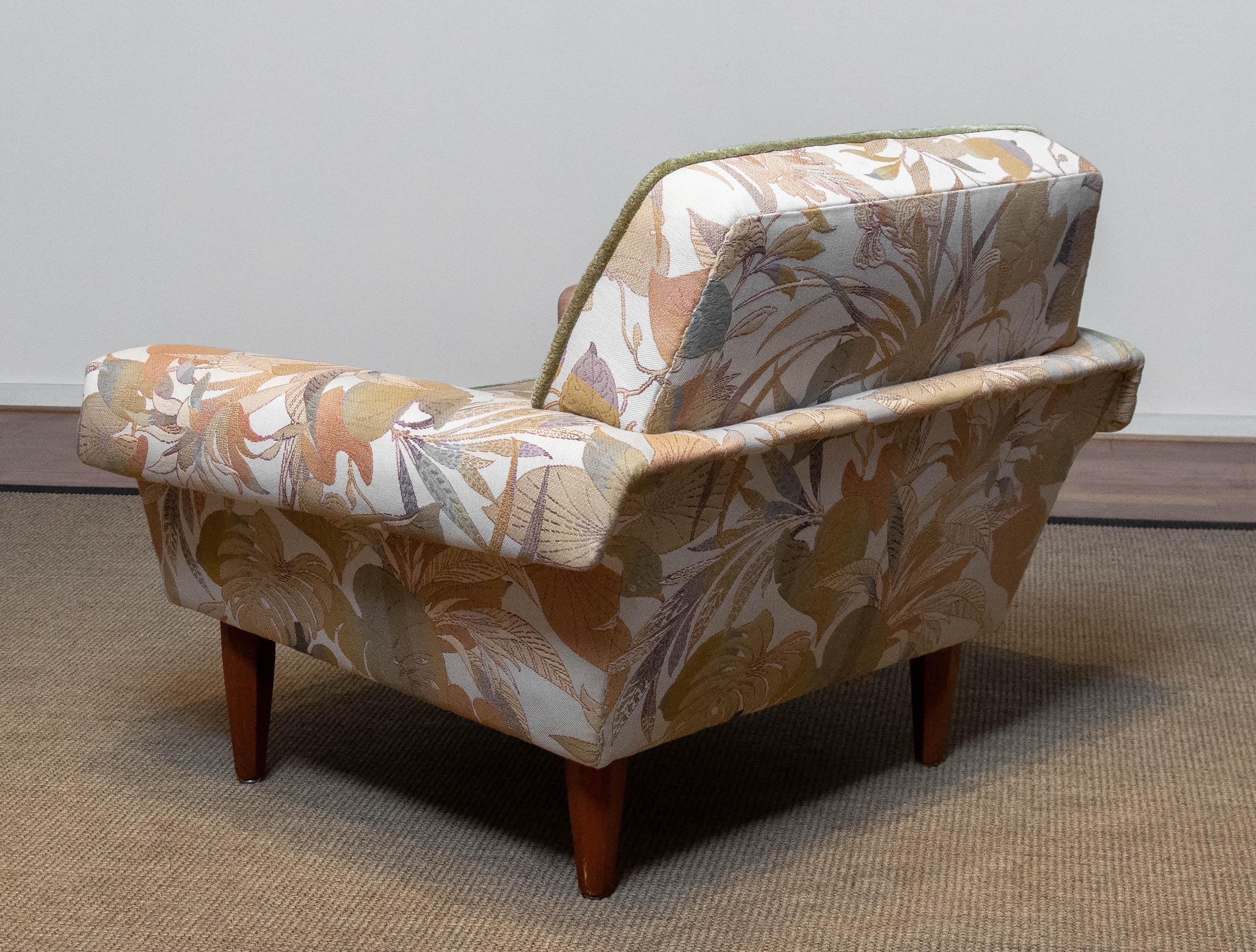 Danois Chaise longue avec tissu jacquard attribuée à Johannes Andersen pour Trensums, 1960 en vente