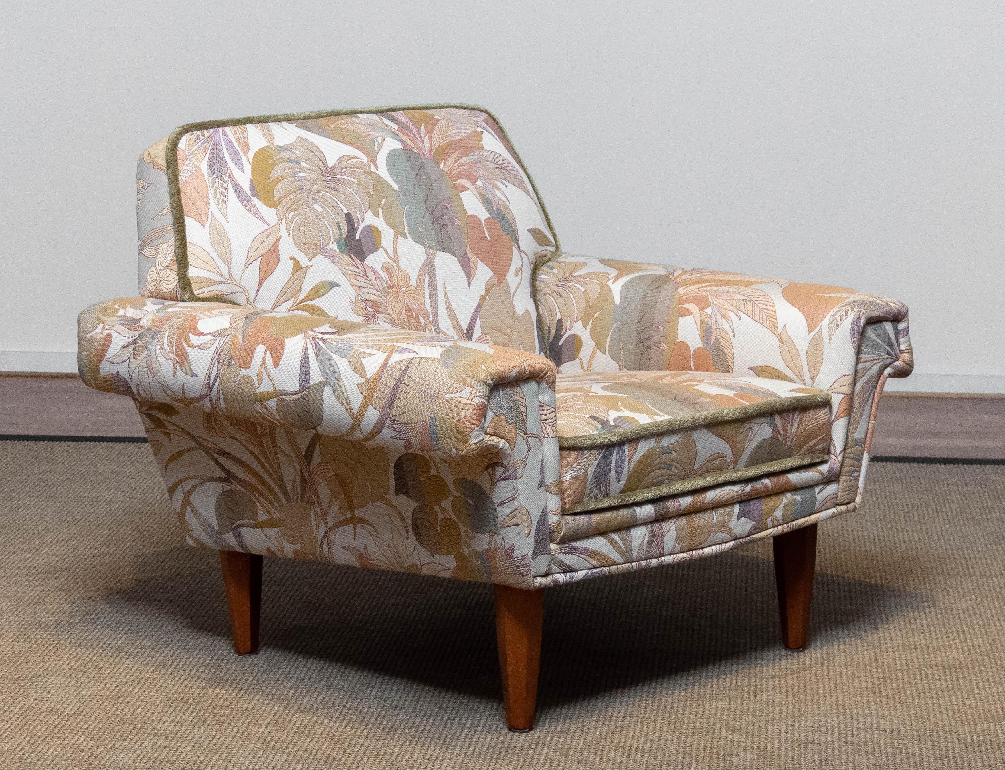 Chaise longue avec tissu jacquard attribuée à Johannes Andersen pour Trensums, 1960 en vente 1