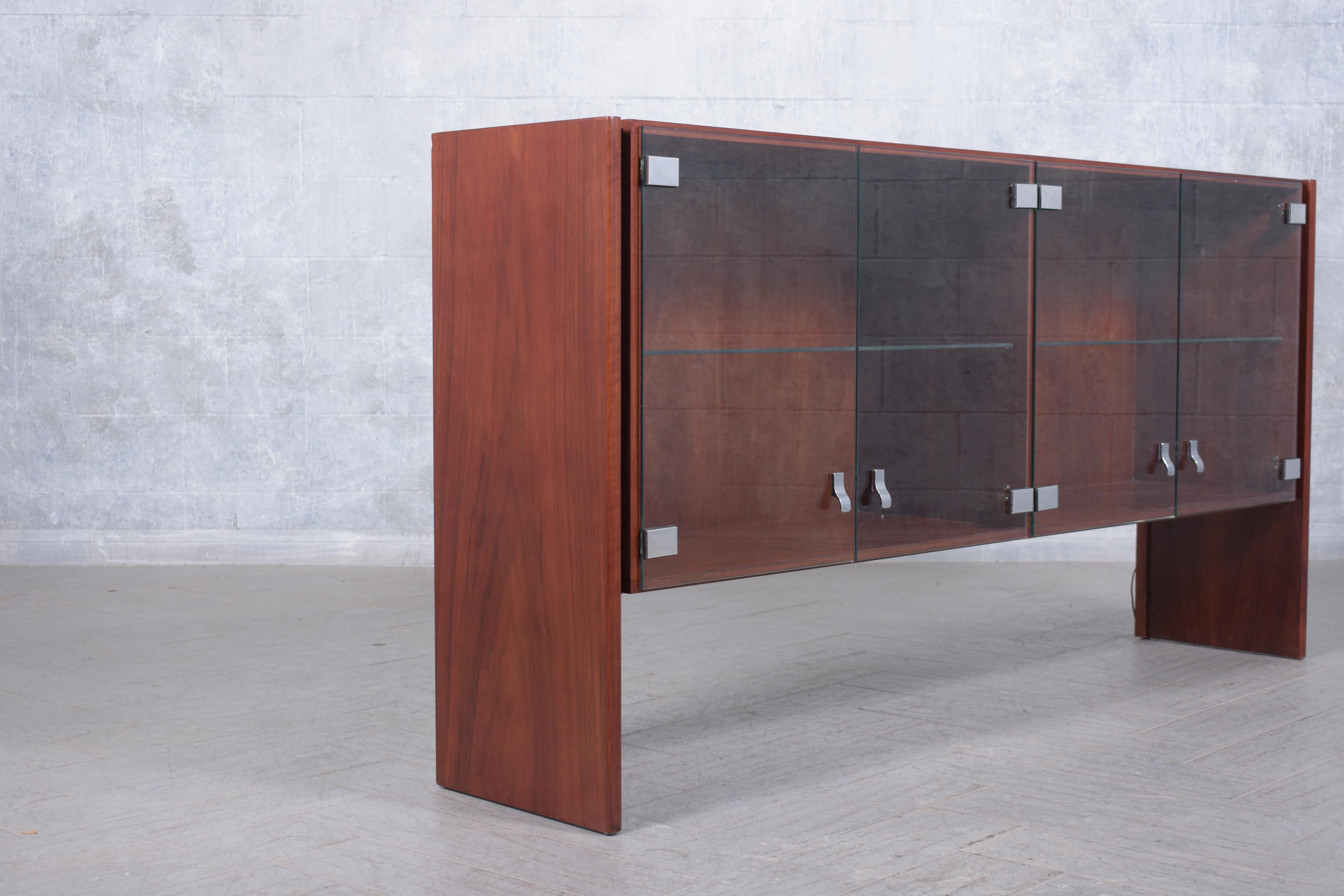 Steel Restored 1960s Mahogany Cabinet: Mid-Century Elegance with Modern Flair For Sale