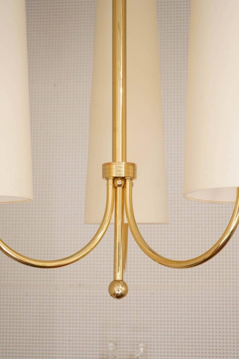 French 1960 Maison Honore Large Pair of Maison Honore Brass Sconces