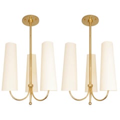 1960 Maison Honore Large Pair of Maison Honore Brass Sconces