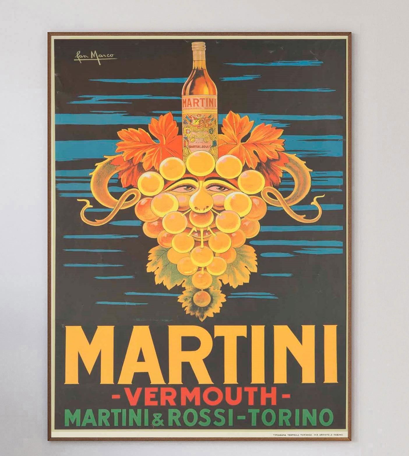 Beginning in the mid-19th century in Italy, Martini & Rosso has become a multi-national beverage brand. This beautiful poster was originally created in the 1930s, and was so successful that it was still running in the 1960s, and is widely seen